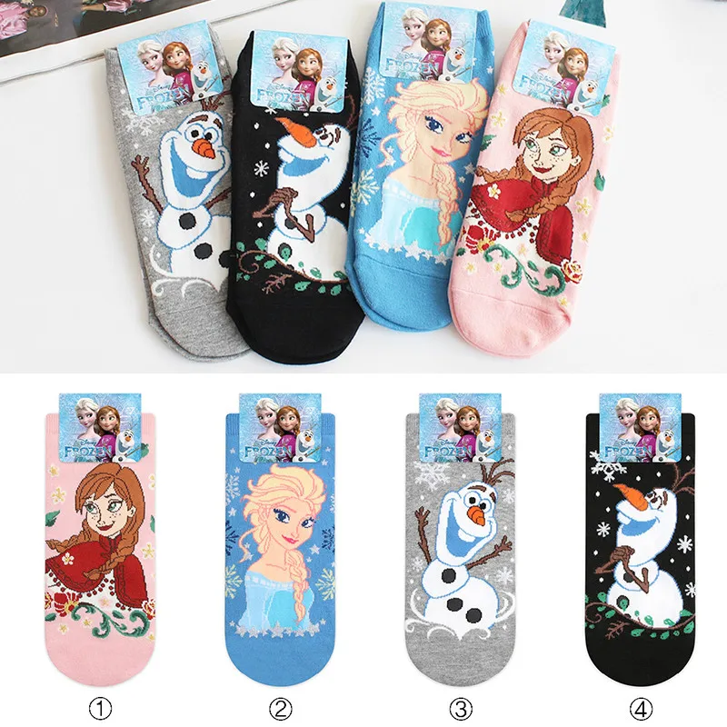 

Disney Cute Cartoon Woman's Frozen Cartoon Socks Frozen Elsa/Anna/Olaf Socks Bright Shiny Ladies Sports Socks Gifts