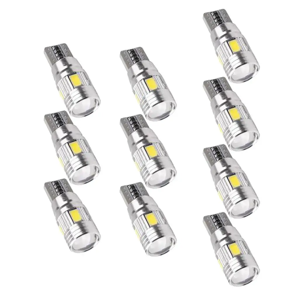 

10 Pcs LED Bulb T10 194 168 175 W5W 2825 192 5630 6SMD LED Parking Bulb Auto Wedge Clearance Lamp CANBUS White Light Bulbs