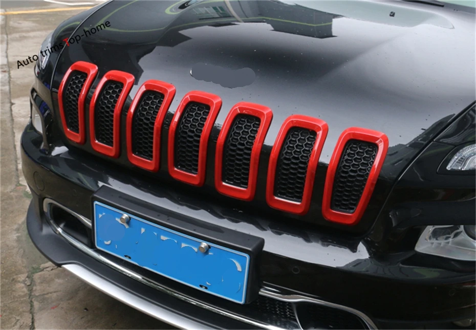 Yimaautotrims Передняя решетка гриль рамка Крышка отделка 7 шт. подходит для Jeep Cherokee ABS красочно внешний