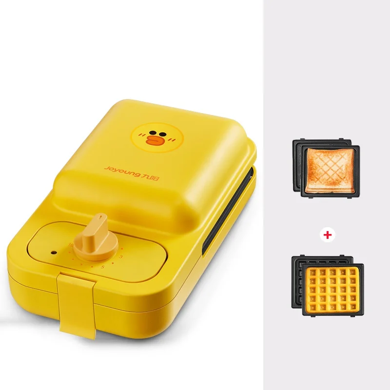 

220V Household Electric Waffle Maker Yellow/Brown Color Available Sandwich Baking Machine Non-Stick Breakfast Baker With 2 Plate