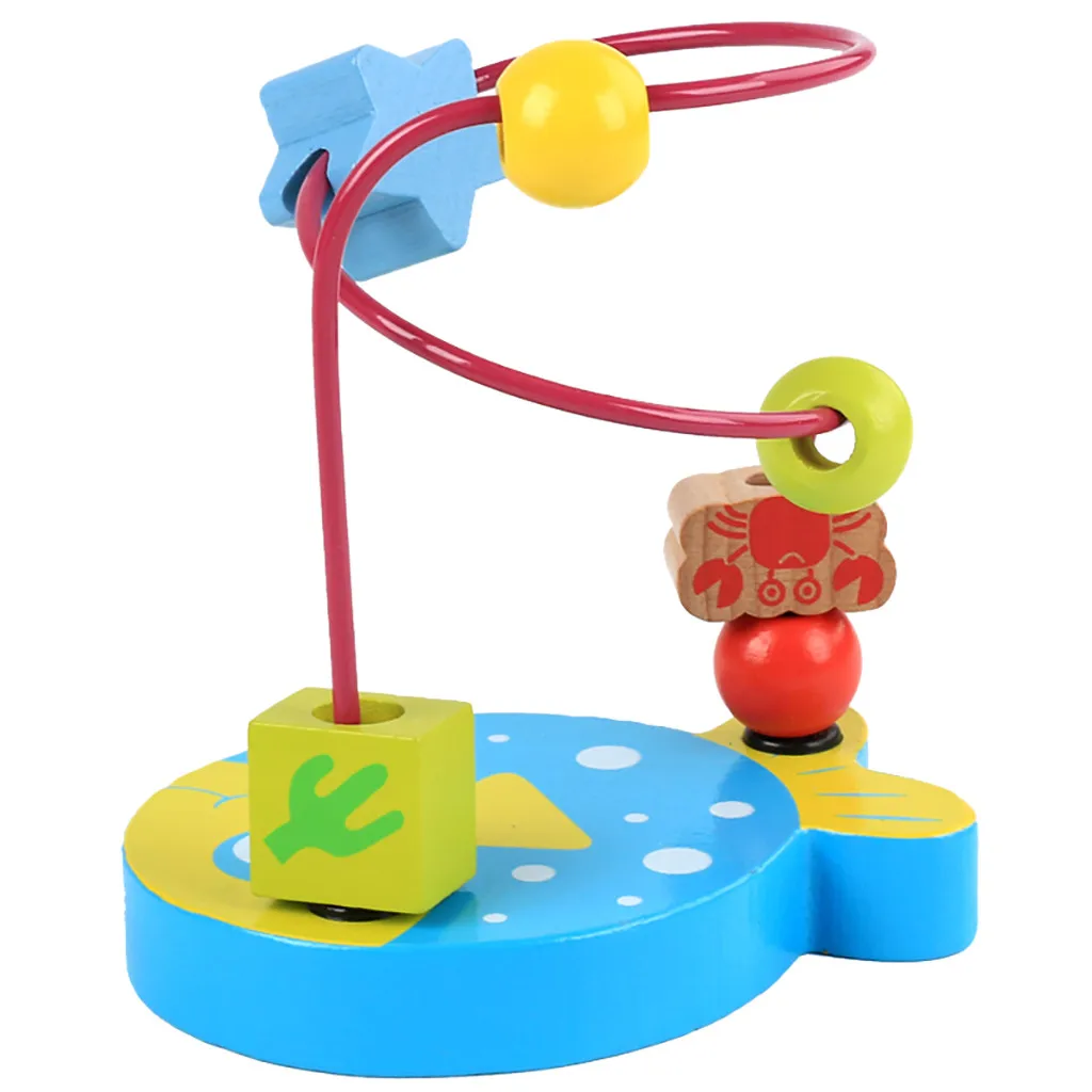 Boys Girls Educational Baby Kids Wooden Circles Around Beads Wire Maze Roller Coaster Toy Toddler Infant Intelligence Toys#g4 | Игрушки и