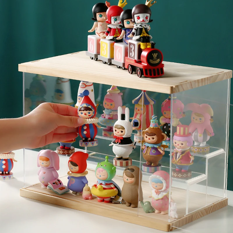 Ящик для хранения кукол многоуровневый прозрачный стеллаж из акрилового дерева