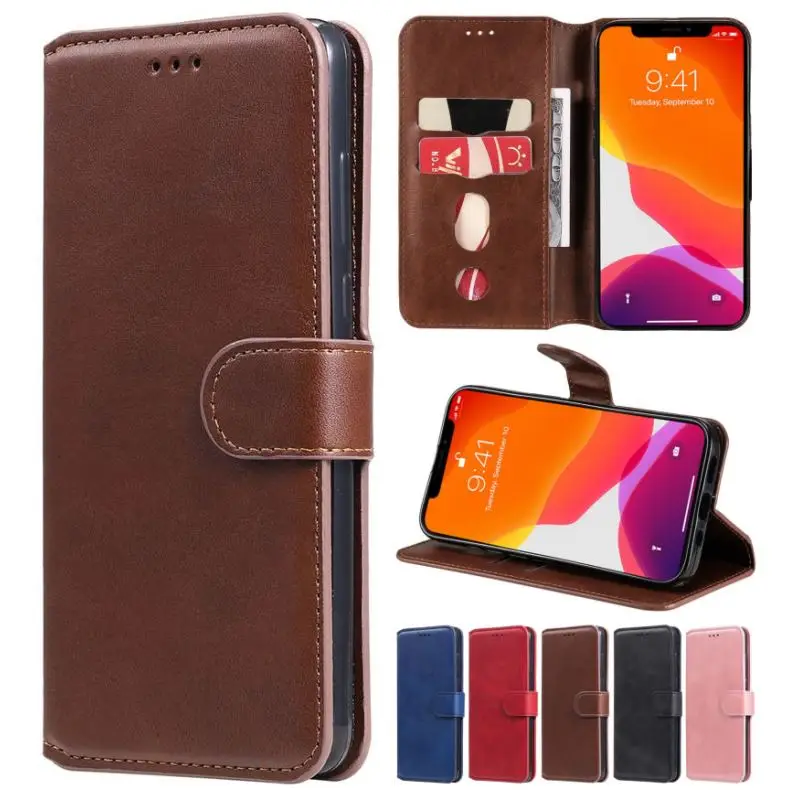 

Leather Simple Phone Case For Apple iPhone 13 12 Mini 11 Pro X XR XS Max 6 6S 7 8 Plus SE 2020 5S Wallet Card Protect Cover D27E