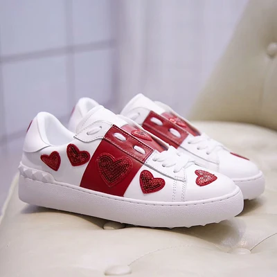 Эспадрильи; женские кроссовки; женская обувь на шнуровке; chaussures femme; повседневная женская обувь на низком каблуке; Zapatos De Mujer; Женская обувь в форме сердца - Цвет: AS SHOW
