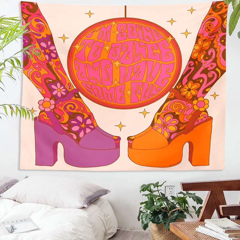 Цветной настенный гобелен 80-х ретро бохо декорация домашний декор Магия Таро Психоделические принты.