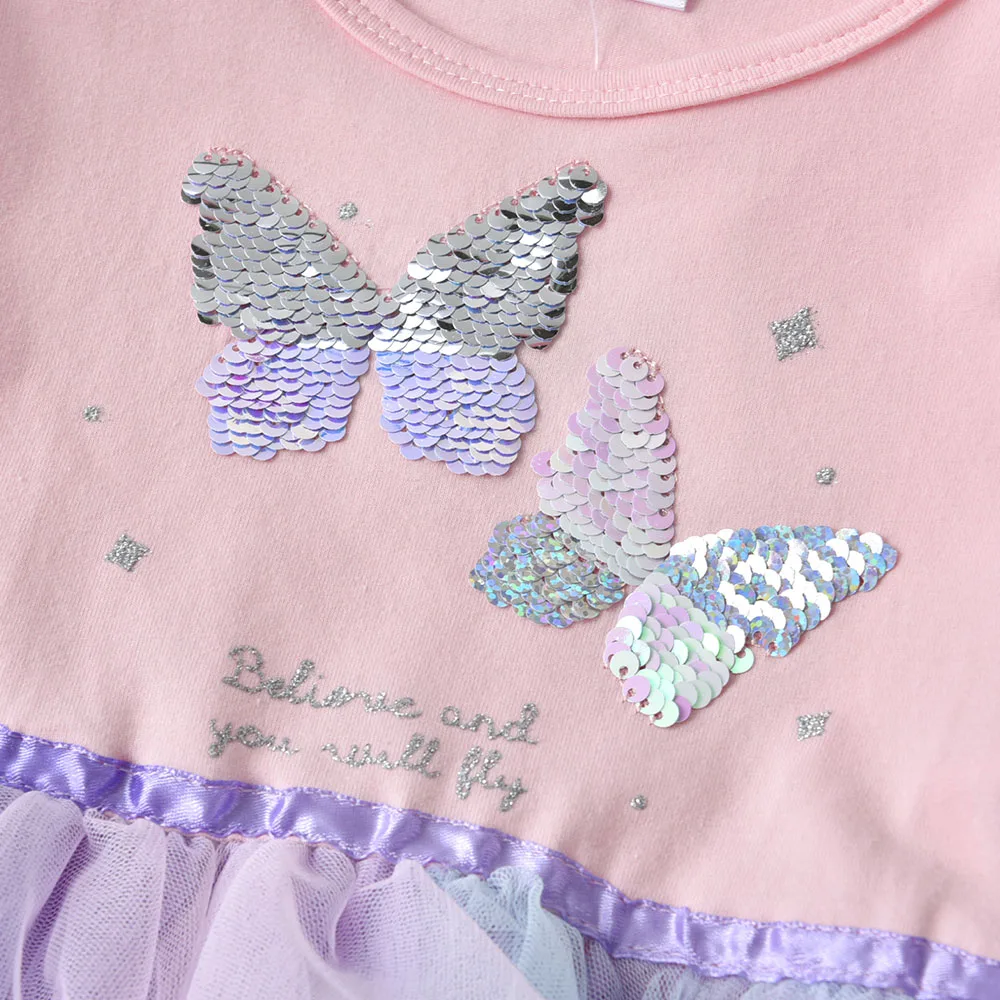 DXTON-vestido con tut&uacute; infantil para ni&ntilde;a, de manga larga con lentejuelas de mariposa, malla Irregular, para fiesta de invierno-1