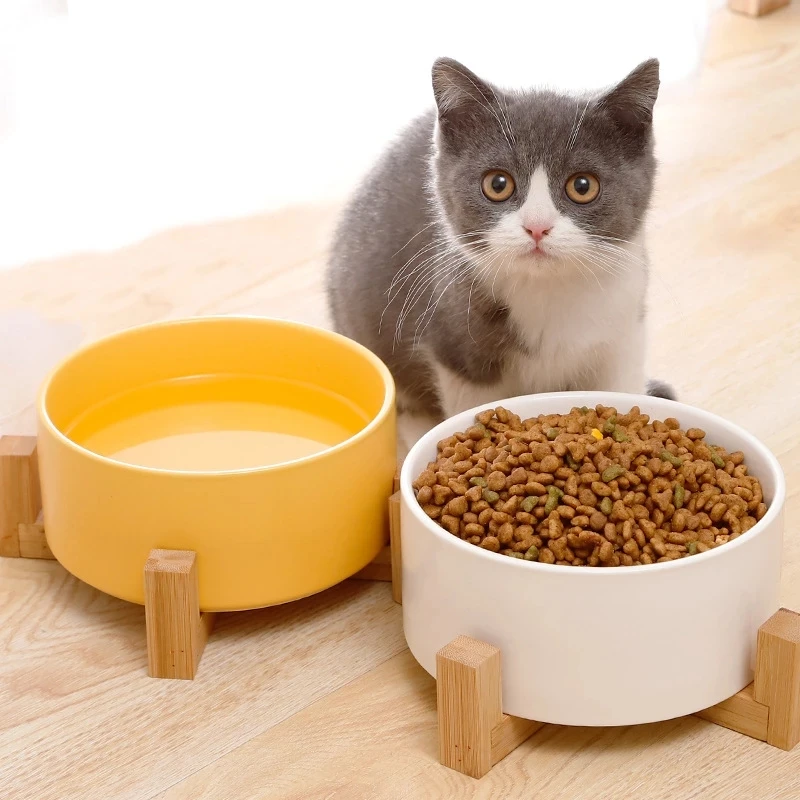 

Ceramic Pet Bowl Cat Puppy Feeding Supplies Double Pet Bowls Dog Food Water Feeder Dog Accessories Durable Multiple Color Option