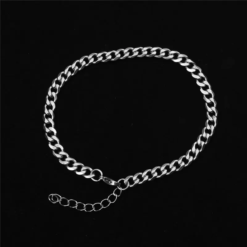 Trendy  Stainless Steel Anklet Simple  On Foot Ankle Bracelets For Women Men Leg Chain Jewelry Gifts 23.5cm - 22cm Long 1 PC