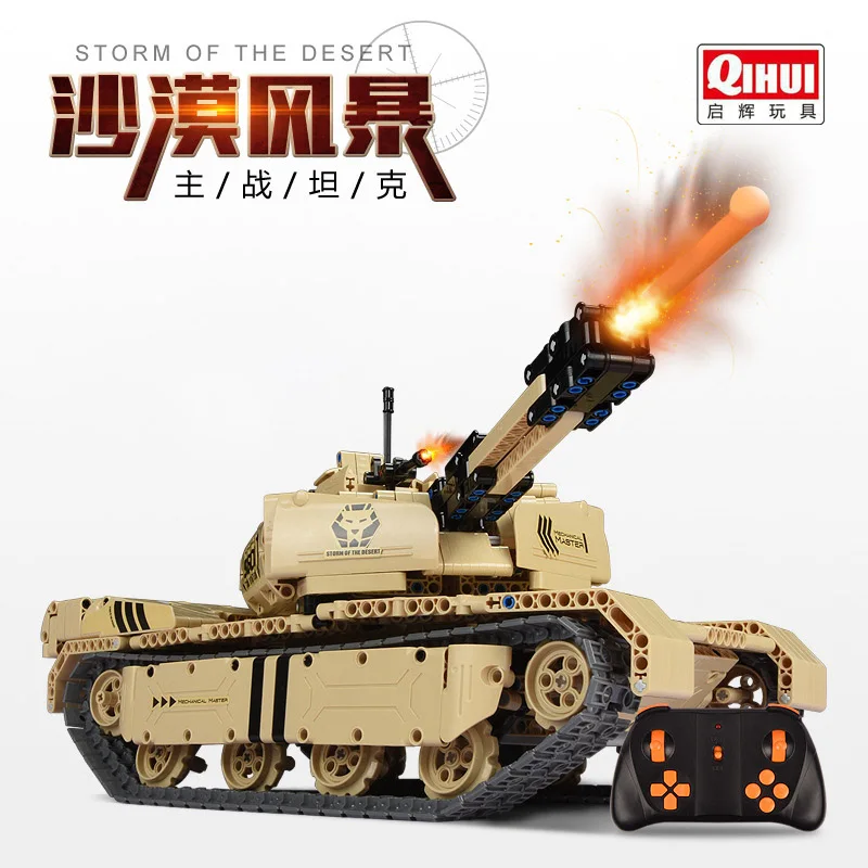 Военная серия RC M1A2 Танк 50 м расстояние повернуть Запуск строительный блок кирпичные игрушки совместимы с LeSET Technic