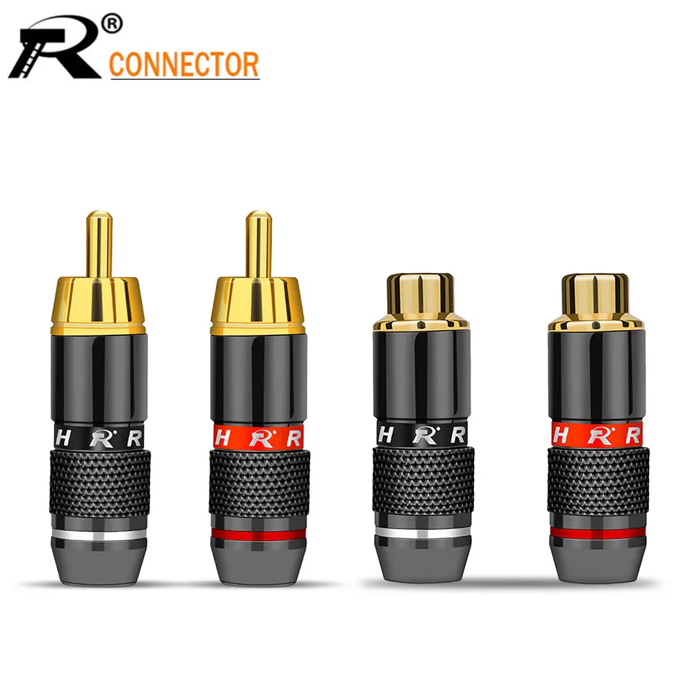 10pcs/5pairs RCA Connector Gold Plated RCA Male Plug & Female Jacks Adapter for up to 6mm Cable Video Audio Wire