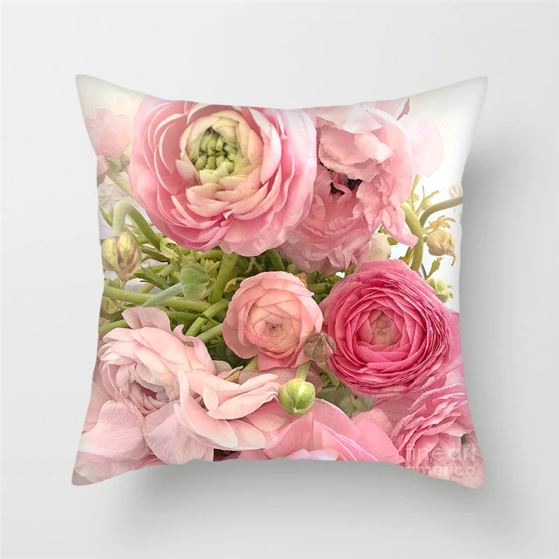 Чехол для диванной подушки Fuwatacchi из полиэстера с розовыми цветами наволочка