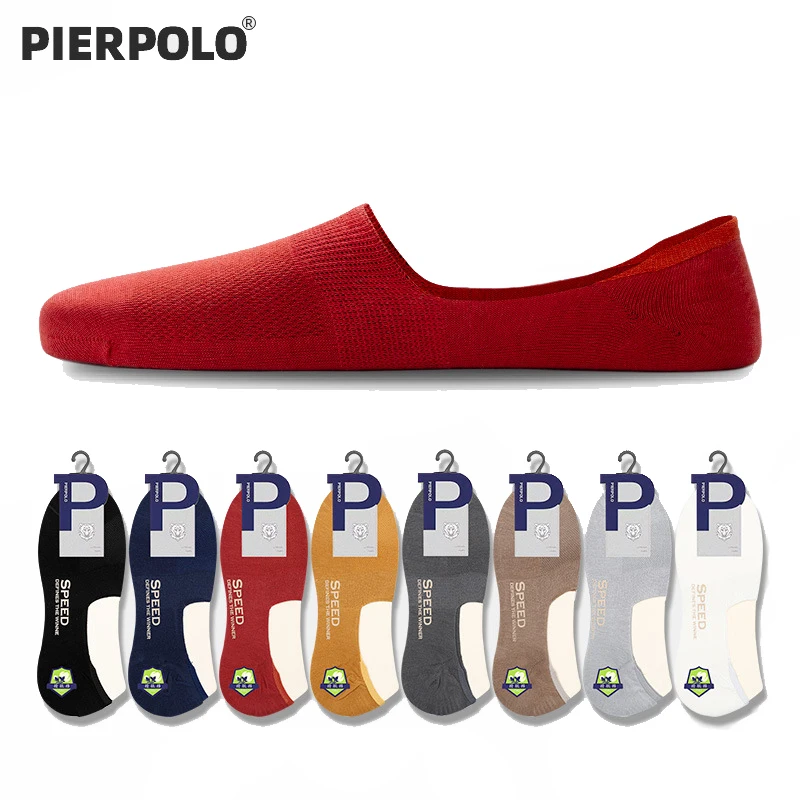 PIER POLO Summer Socks Men 5Pairs/Lot Combed Cotton Boat Socks Breathable Invisible Slippers Shallow Mouth Low Cut Socks