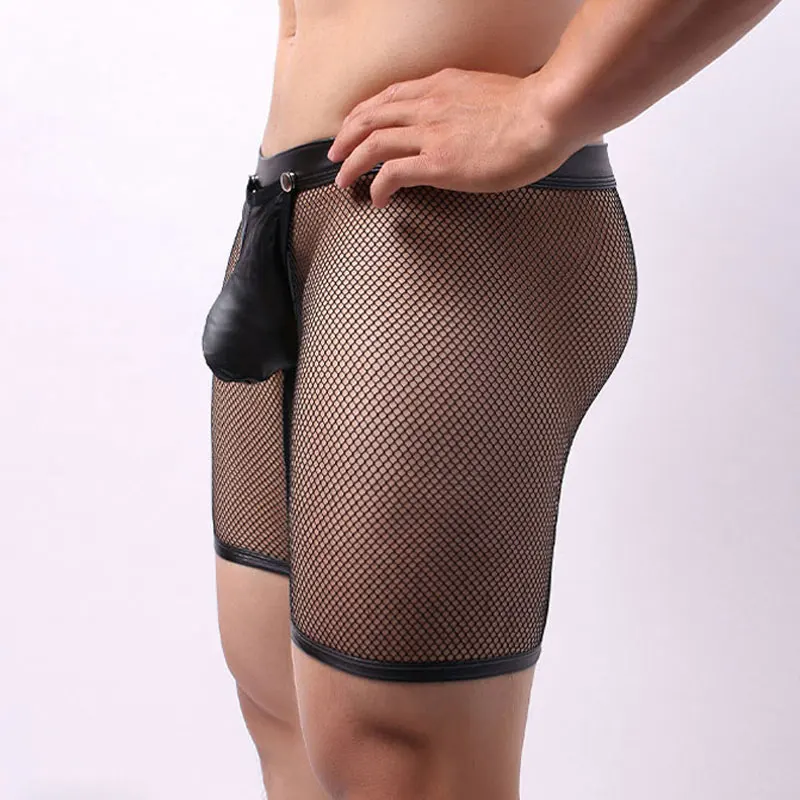 Мужские трусы-боксеры из ПУ кожи с U-образным выпуклым мешочком | Тематическая