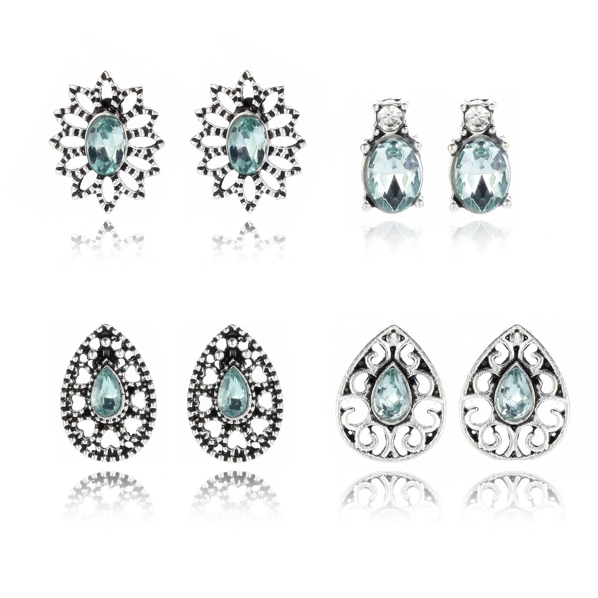 Новое поступление 4 пары винтажный со стразами серьги модное ювелирное изделие