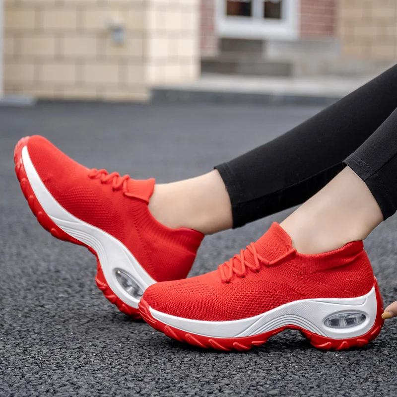 

Platform Sneakers Women Flats 2020 Breathable Casual Shoes Flats 6 Colors Wedges Sneakers for Women Mesh Sock Zapatos De Mujer