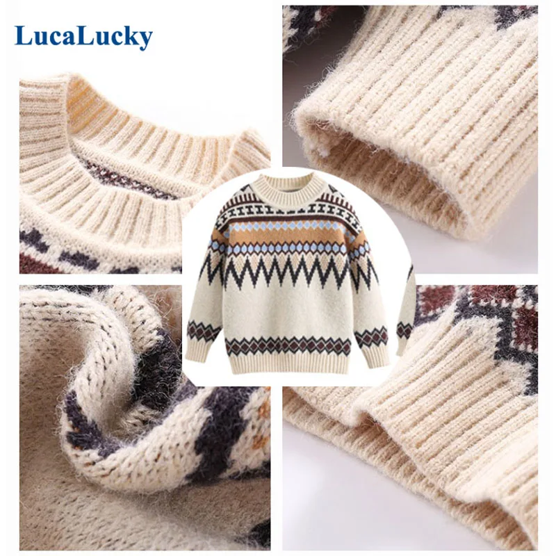 

LucaLucky New 2020 O-Neck Boys Sweaters Geometric Pullover Kids Clothes Autumn Winter Knit Tops Children Sweaters Boy Clothing