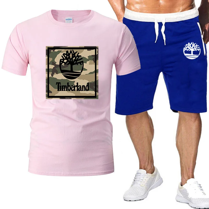 

2021 Brand popular new cotton men's T-shirt + Sports Shorts Set summer high quality cotton T-shirt sports running set