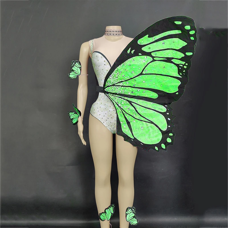 

Adult Women Sexy Nightclub Costumes Wings Stage Costume Singer Dancer Model Catwalk Clothes Crazy Party DJ Bodysuit