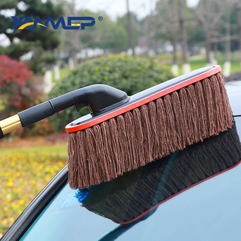 Car Wash Brush Dust Removal Brush Fibre Broom Rotating Mop Telescoping Long Handle Car Cleaning Tools Car Accessories Xammep