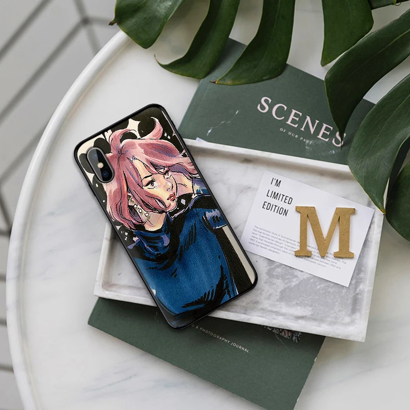 Mobile Phone Cases for iPhone X XS MAX XR 6 s 7 8 Plus Case Fashion Soft Silicone Fitted Back Cover Japanese gentle girl | Мобильные