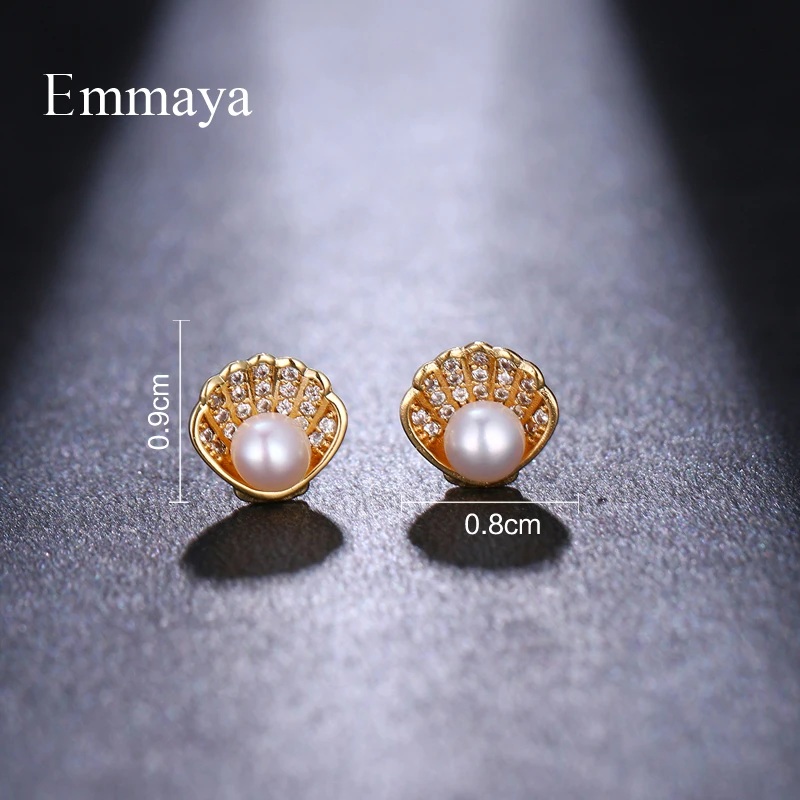 Emmaya Роскошные жемчужные серьги-гвоздики для женщин золотые модные в форме