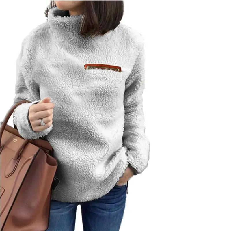 2019 женские осенние зимние мягкие пушистые одноцветные молнии водолазка