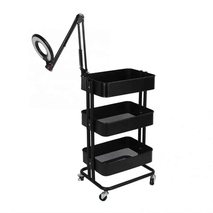 Многофункциональная тележка на колесиках с 3 уровнями для парикмахерской стойка
