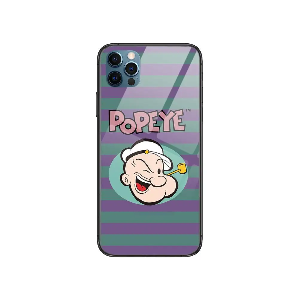 

funny popeye spinach case Anime Style Phone Case cover For iphone 12 pro max 11 8 7 6 s XR PLUS X XS SE 2020 mini black cell