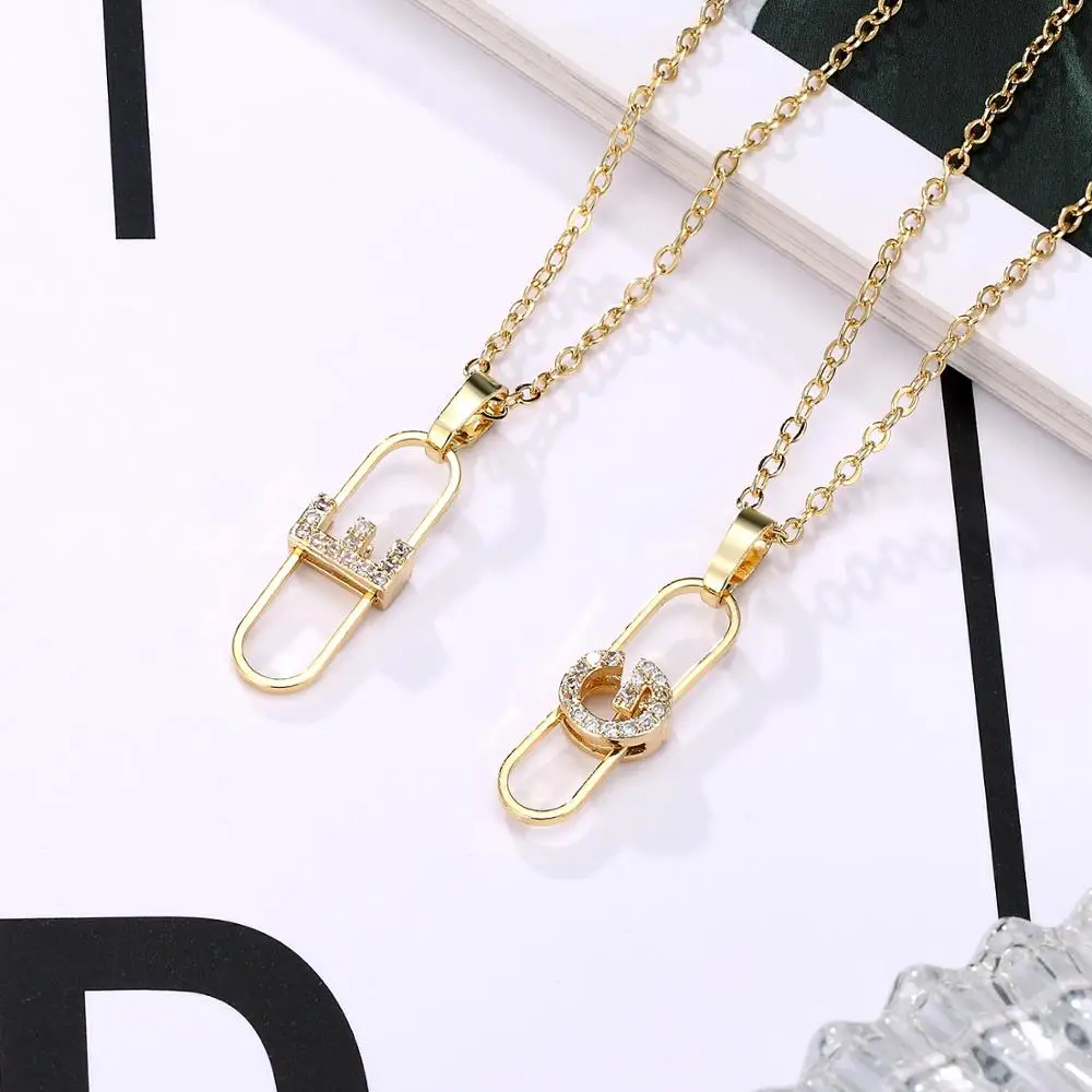 Модное изящное ожерелье с буквами инициала для женщин 2020 Za мини кулоны из фианита