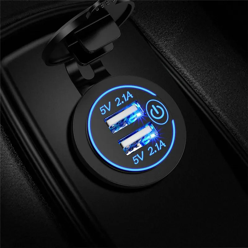 Горячая Распродажа двойной Переходник USB 12 В/24 В для зарядки в машине с сенсорной