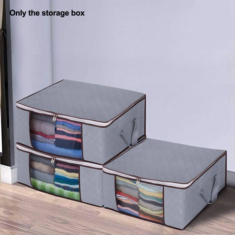 

4Pcs Large Clothes Storage Bag Organizer with Handle Thick Fabric for Comforters, Blankets, Bedding Clear Window