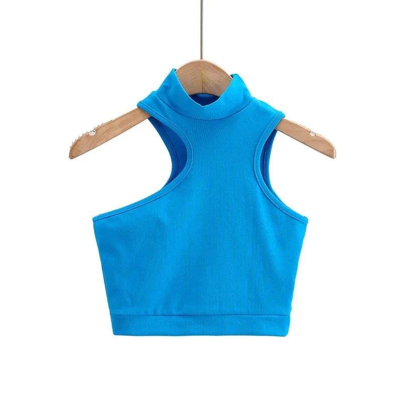 Женский Асимметричный топ без рукавов с высоким воротом|Майки| |