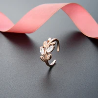 fashion personality ring open tail ring s925 silver zircon ladies ring net red sweet jewelry olive branch shape