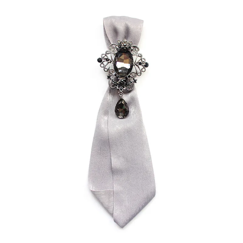 

Ladies White Shirt Tie British Student Bowtie Brooch Pin Mens Ties Pin Professional Dress Accessory Bow Tie Temperament Neck Tie