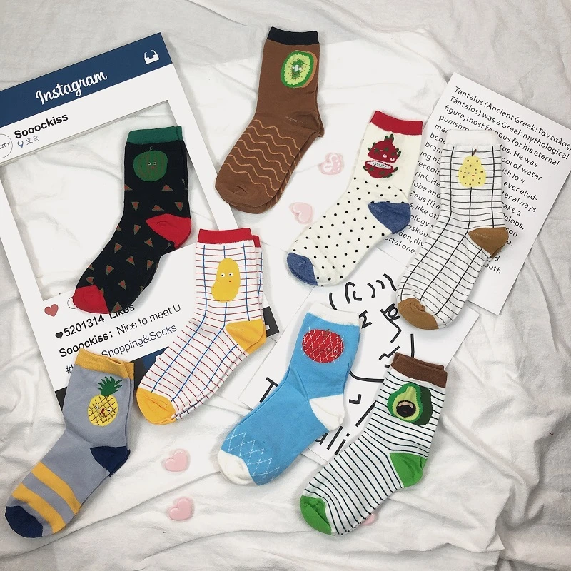 Женские милые короткие носки Харадзюку с фруктами модные забавные Носки