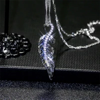 korean fashion tassel necklace for women fashion phoenix wing leaf inlaid zircon pendant feather clavicle chain new jewelry