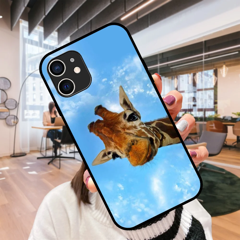 Чехол для телефона iPhone 11 12 8 Plus Mini Pro X XR XS Max 4 5 7 6 6S SE черный чехол-бампер 3D Prime жирафы