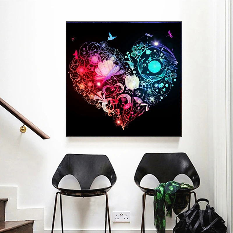 Цветок сердце алмазная живопись полная дрель вышивка круглая/квадратная