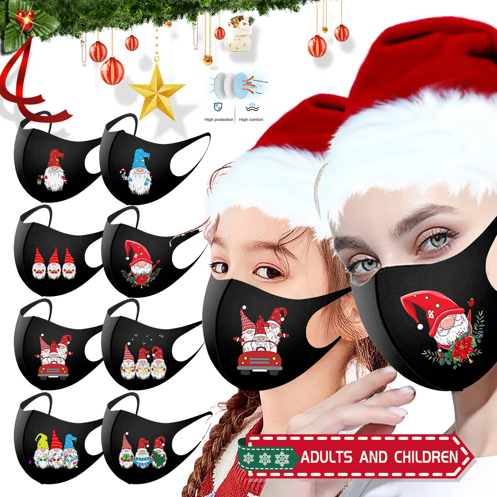 Рождественская маска для детей и взрослых хлопковая тушь ресниц Gm mascarilla Monder шарф