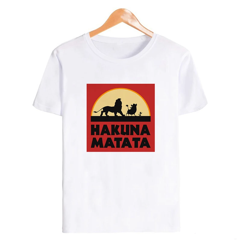 Showtly Hakuna Matata для женщин Harajuku Ullzang Лев футболка king Femme Homme летняя Прямая поставка |