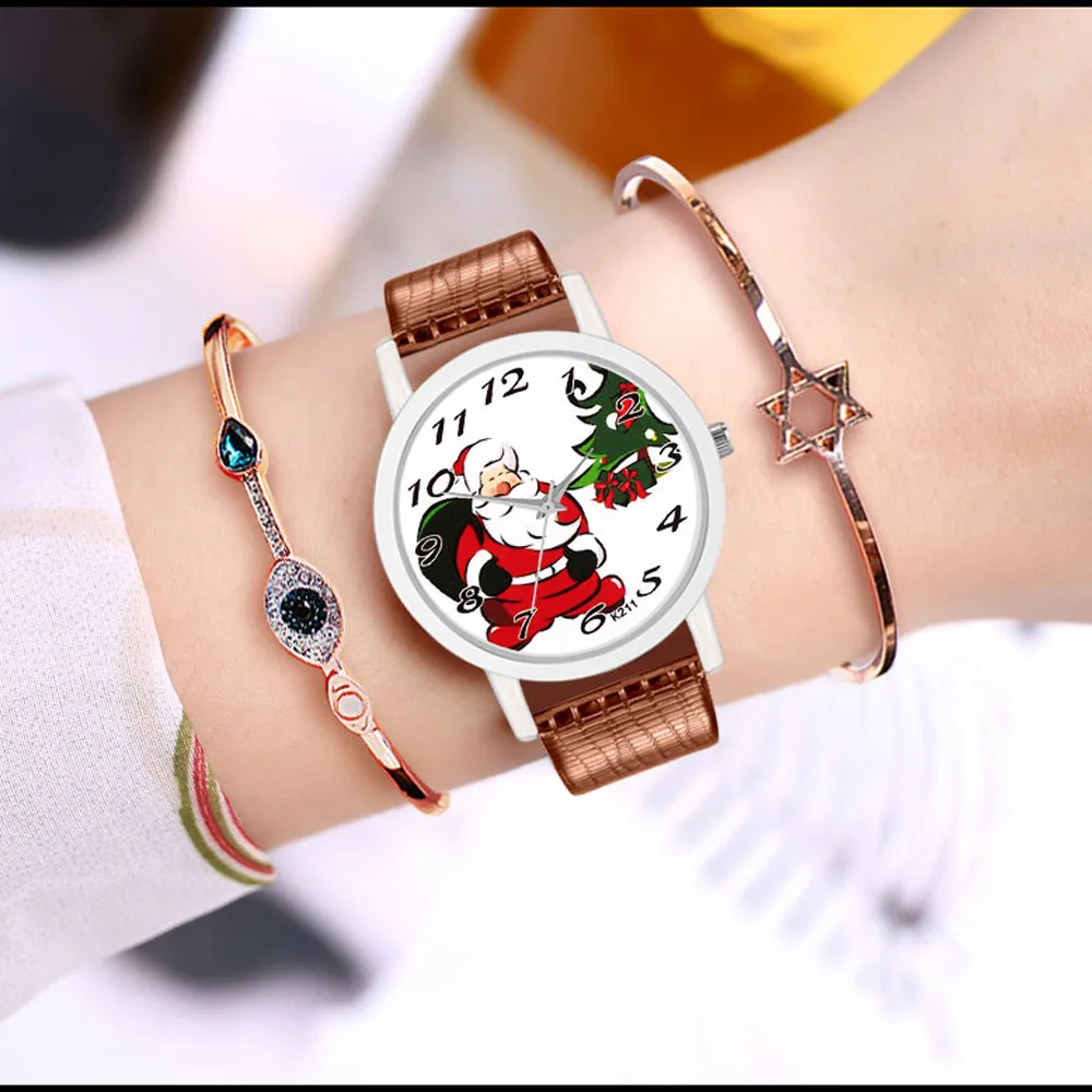 Best Selling Reloj Women Watches Christmas Women's Watch Leather Band Quartz Vogue Wrist Gift Clock *A | Наручные часы