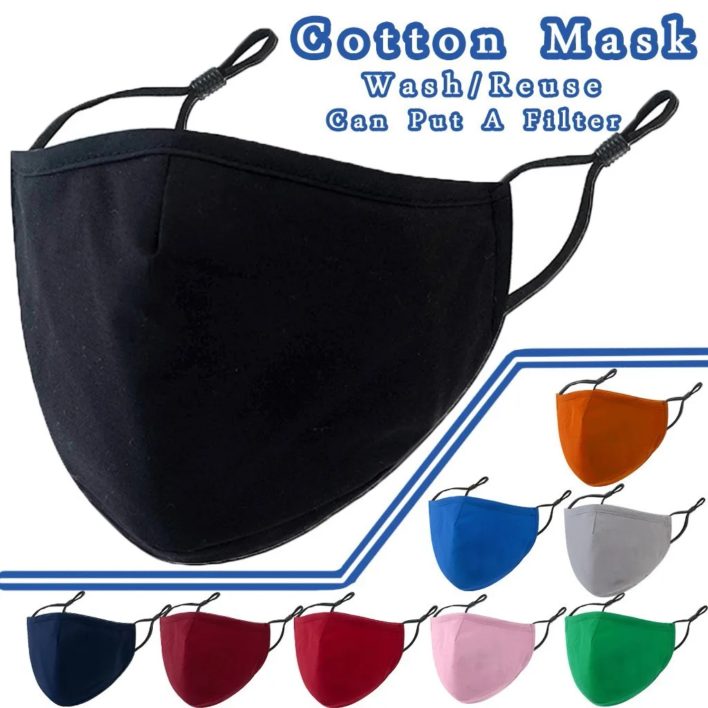 

Face Mask Black Mouth Mask Reusable Cotton Mask Washable Dustproof Mascarillas Face Shield Masque Earloop Breathing Fabric