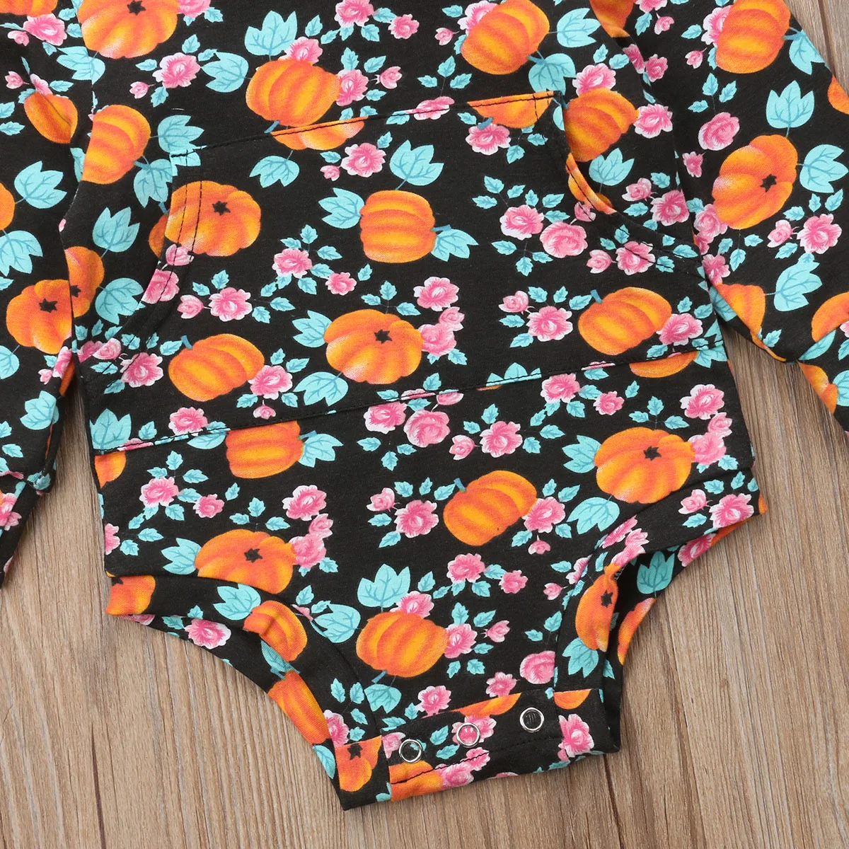 

Newborn Baby Boy Girl Halloween Long Sleeve Hooded Jumpsuit Pumpkin Print Bodysuit Cotton Pattern Winter Clothes Outfit