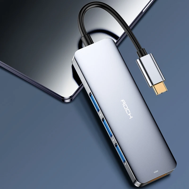 ROCK 4 в 1 станция dex для samsung S10 S9 Plus dex кабель usb type-C к HDMI 3 USB 3,0 адаптер портов для huawei mate 20 P30 Pro - Цвет: Space Gray