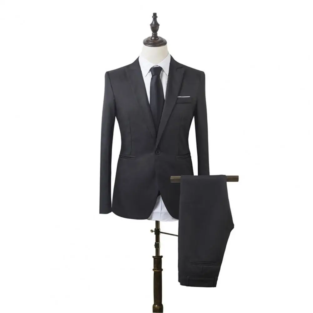 

Мужской костюм с лацканами, Официальный стильный пиджак на одной пуговице с карманами для свадьбы, деловой костюм