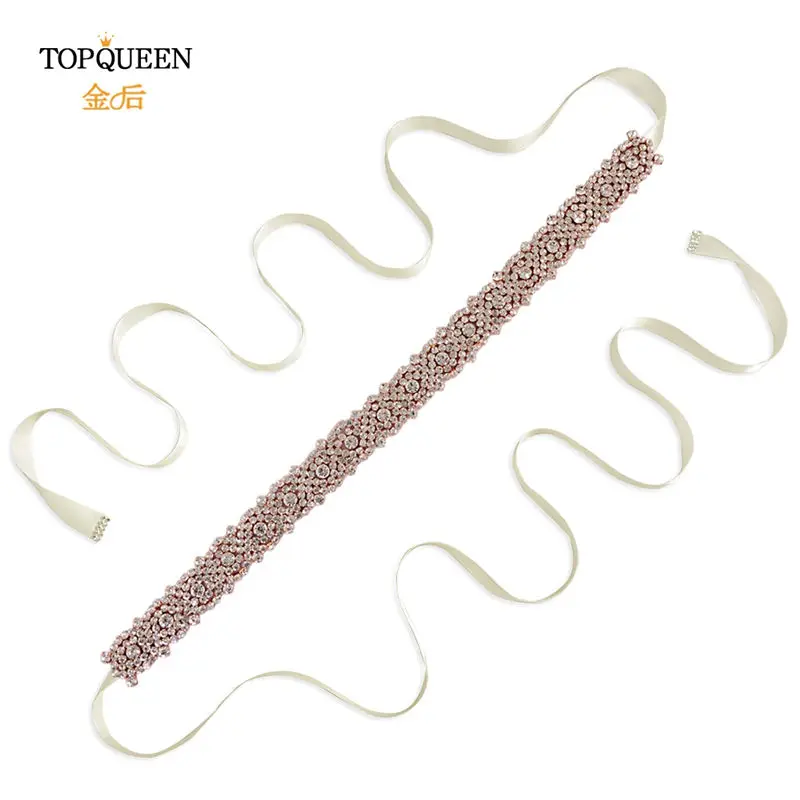 TOPQUEEN S28B-RG розовое золото свадебный пояс Стразы пояс для свадебных платьев пояс с бисером ручной работы пояс подруги невесты и пояса - Цвет: ivory