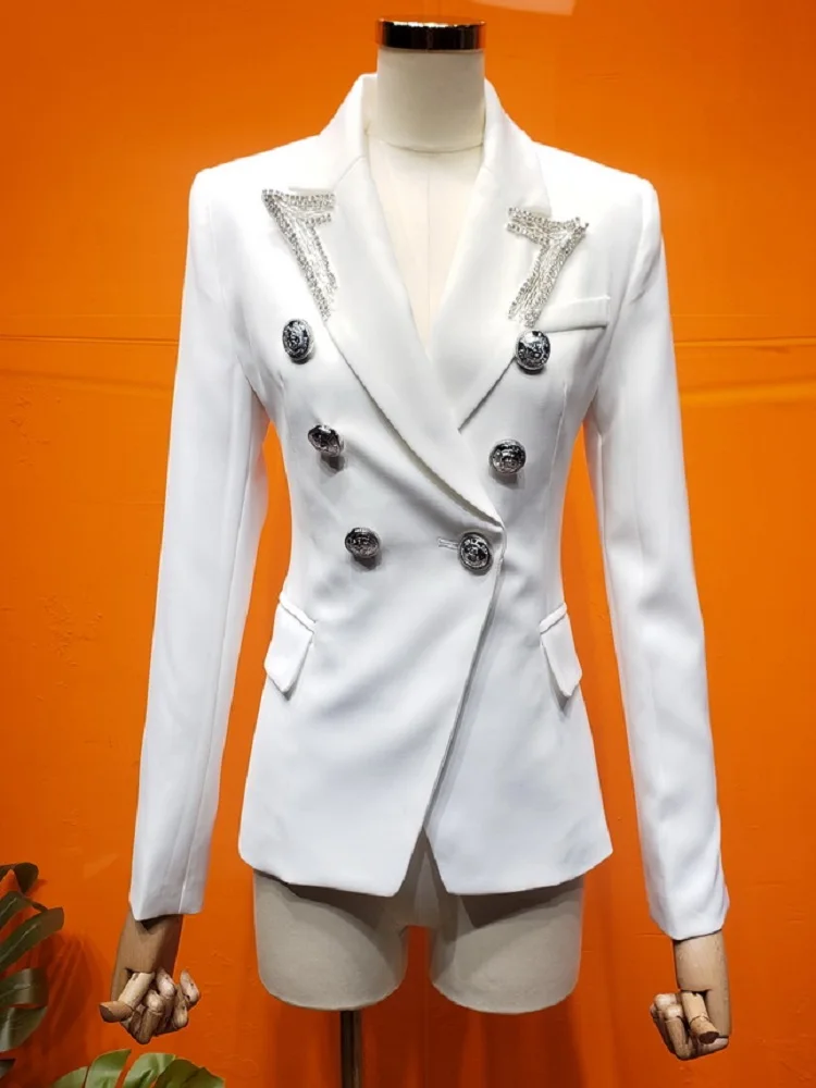 

Big brand, heavy craftsmanship, diamond-studded lapel, women's fashion blazer jacket 2020New Women's clothing winter jacket coat