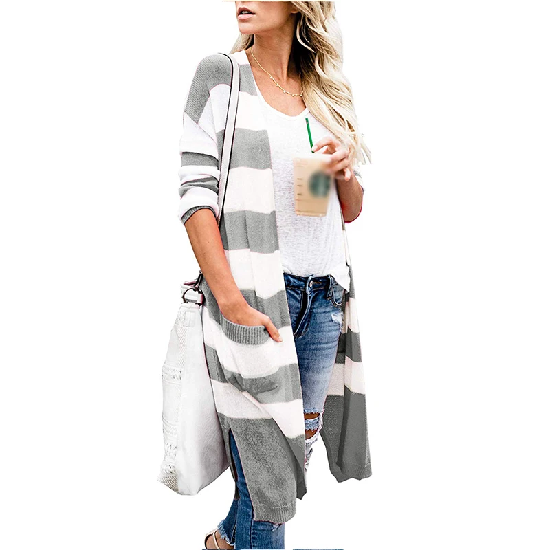 Belle Poque 2019 Autumn Cardigan Women Striped Knitted V Neck Sweater Female Jumper Coat Plus Size Clothes Outwear |