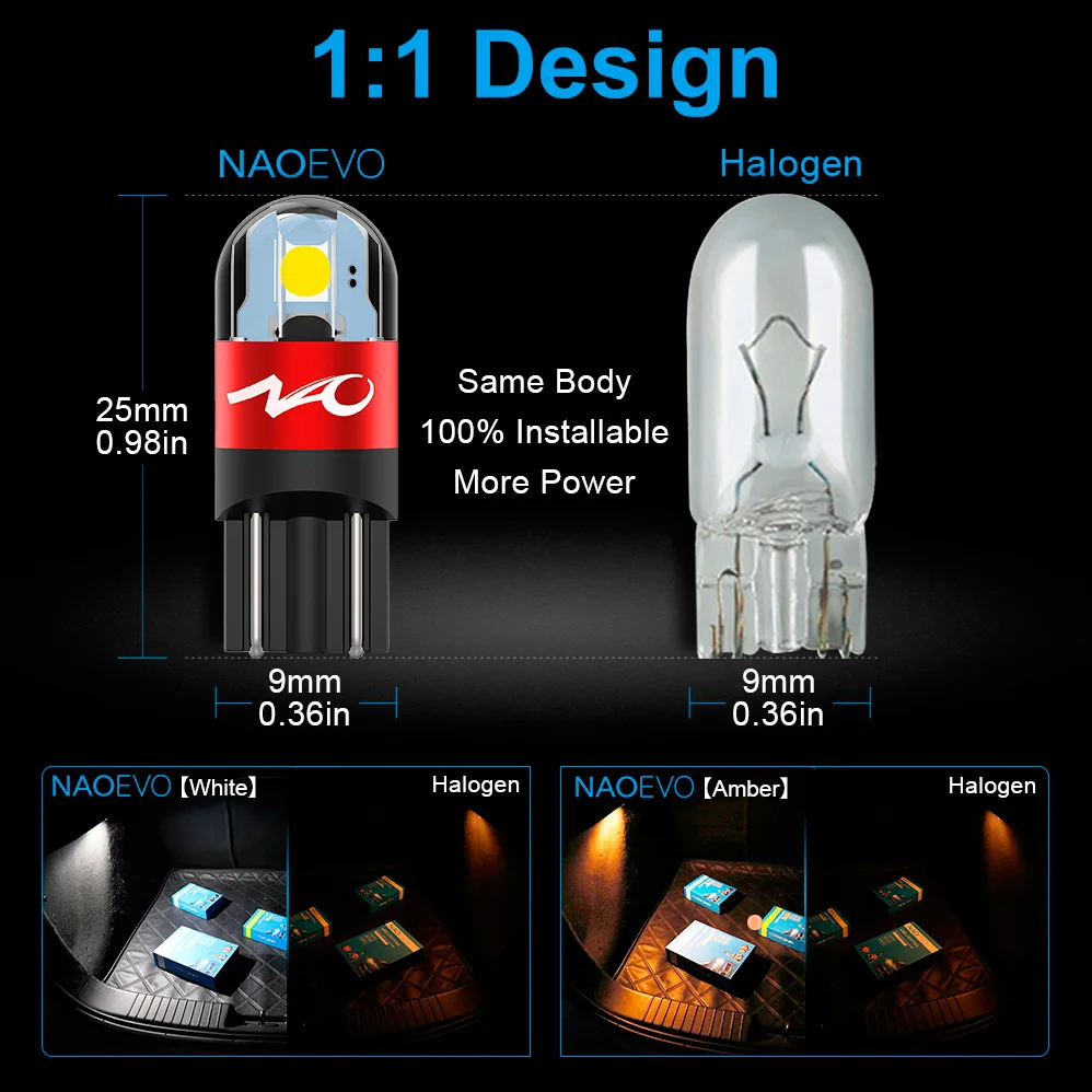 Светодиодный боковая лампа NAO T10 W5W 5W5 светильник для салона автомобиля 3030 SMD чип WY5W