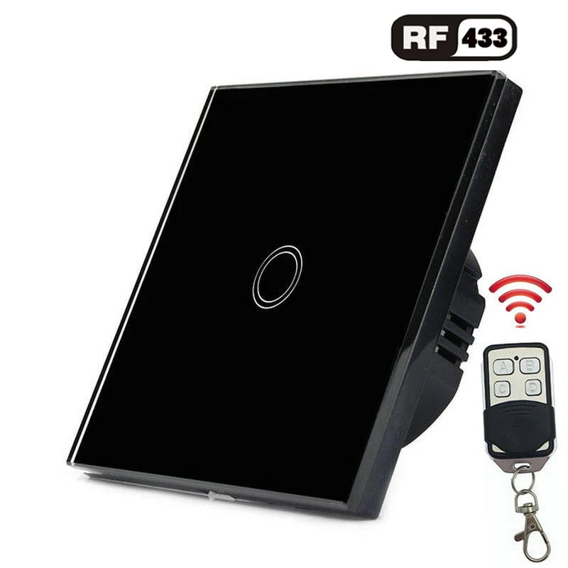 1 gang remote black 1/2/3/220 тиски Беспроводной светильник сенсорный переключатель Стандартный ЕС умный дом Беспроводной переключатель - Цвет: 1 gang remote black